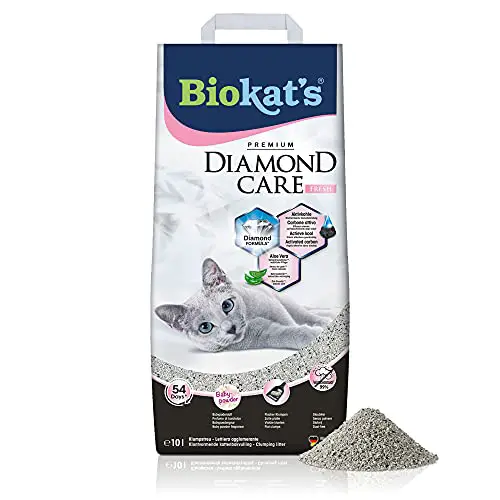 Biokat's Diamond Care Fresh mit Babypuder-Duft - Feine Katzenstreu mit Aktivkohle und Aloe Vera - 1 Sack...