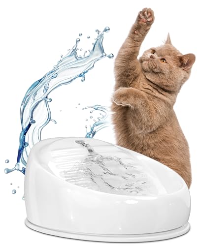 Lucky Kitty Trinkbrunnen für Katze weiß I Katzenbrunnen Keramik Handarbeit, hygienisch I Kein Aufladen,...