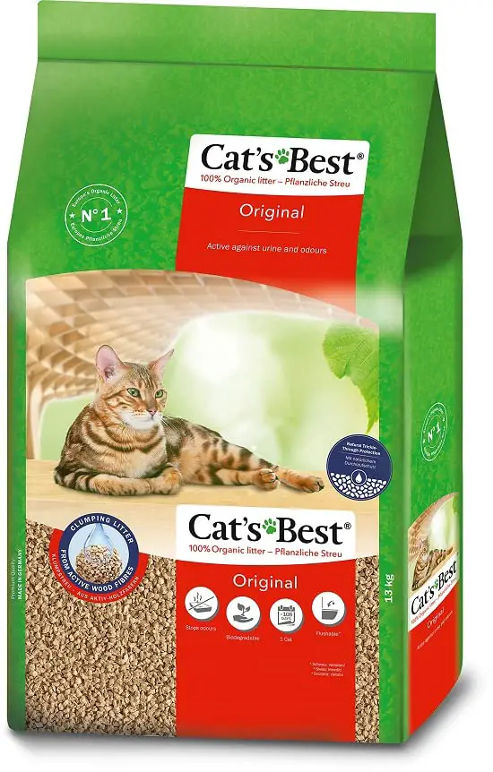 Cat's Best Original Katzenstreu, 100 % pflanzliche Katzen Klumpstreu mit maximaler Saugkraft –...